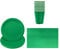 Solid Color Green Tableware Set Decor,20 Paper Napkins 16 Paper Cups 16 Paper Plates in Green,Disposable Paper Tableware Birthday Decorations for Him,Her,Men,Women,Adults Party,Kids Party