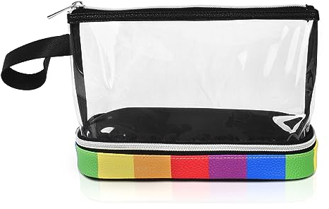 BUTLERBELL Kulturbeutel Transparent mit blickdichtem Teil I Kulturtasche zum Transport von Flüssigkeiten ! Kosmetiktasche Durchsichtig I Handgepäck-Reisezubehör I Damen & Herren (Regenbogen)