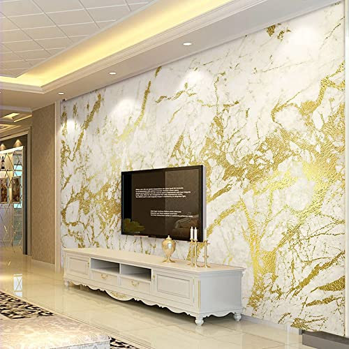 European Style Luxury Wallpaper 3D Golden Stripe White Marble Wallpaper Living Room TV Sofa Bedroom Background Wall Paper Fresco-208cm(W) x146cm(H)