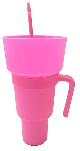 PW TOOLS Stadium Tumbler - 2 in 1 Travel Snack & Drink Cup with Straw, Portable Stadium Cup