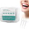 Hilo Dental con Mango, 200 pcs Palillos de Hilo con Caja de Almacenamiento, Dental Floss Higiénico y Portátil Interdental Oral Limpieza, Accesorios Dientes para la Familia, Hotel y Viaje