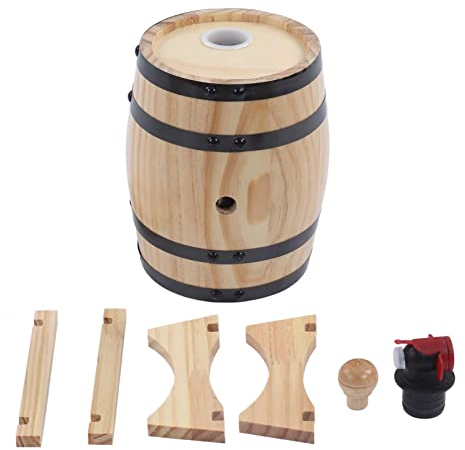 Tissting Weinfass, 1L Whiskyfass Aus Holz mit Bock und Zapfhahn, Vintage Holzfass Braufass Spirituosen Alterungsfass