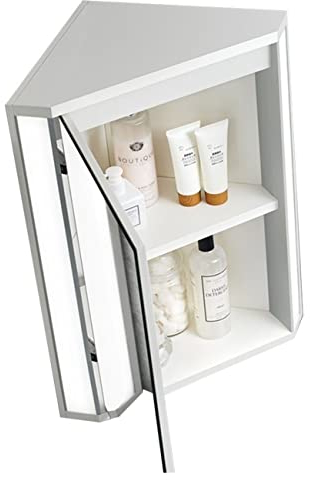 Badezimmer-Eckspiegelschrank Wandspiegelschrank Mit Dreieckiger Tür, Badezimmerspiegel Toilettenartikel-Spind – Platzsparend