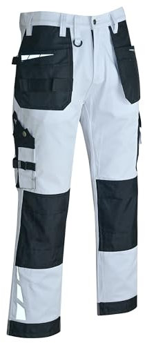 MS9 Mens Work Cargo Combat Holster Pockets Tactical Working Work Trouser Trousers Pants Jeans White