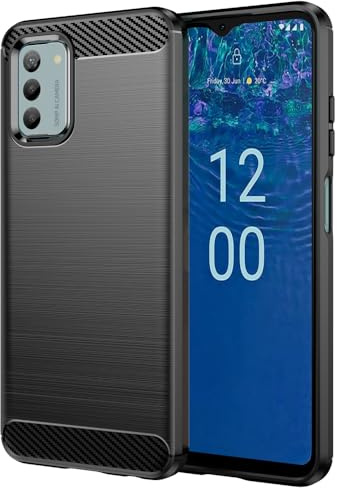 Folmecket Nokia G42 5G/G22 5G/G310 Handyhülle 6,56 Zoll Schwarz | Nokia G42 5G/G22 5G/G310 Handyhülle, Karbonfaser, Kratzfest, stoßdämpfend, weiche TPU-Gummi-Schutzhülle