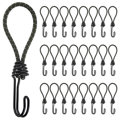 Altdeovk Spanngummi mit Haken, [25 Stücke /15CM] Expander mit Haken,Vielseitig Einsetzbar Kleine Spanngummi für Gartenplanen, Markisen, Outdoor-Camping Zelte, Aufhängen,Befestigen von Dingen (Grün)