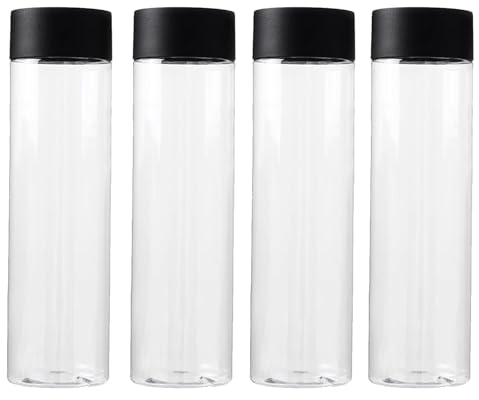 CTForest 4 Piezas Botellas de Jugo, Plástico PET con Tapa, Botellas Pequeñas Reutilizables para Jugo de Agua Leche Bebidas Caseras(500ML)