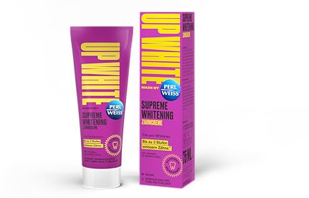 UP WHITE by PERLWEISS Supreme Whitening Zahncreme, mit Original US-Baking Soda, beugt Verfärbungen vor und reinigt sanft, 75ml