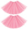 EUPSIIU 2 Stücke Tüllrock Damen, Tutu Damenrock, Tutu Tüllrock, Klassisch Elastisch 4 Lagig Petticoat, Puffiger Rock, Bubble Tanzkleid Rock, Rockabilly Petticoat, Karneval Kostüm Crinoline (Rosa)