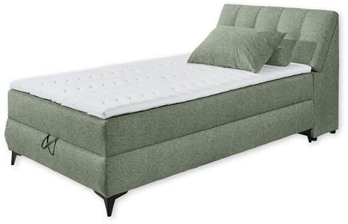 ATLANTIS 6 Boxbett 120x200 in Olive - Bequemes Einzelbett mit Bettkasten und Kaltschaum Topper - 125 x 102 x 240 cm (B/H/T)