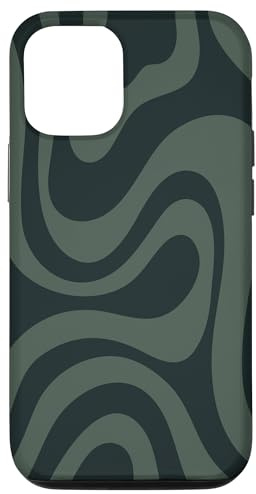 Hülle für iPhone 15 Dunkelgrüne Swirl Liquid Striped Lines Retro Groovy70s 80er Jahre
