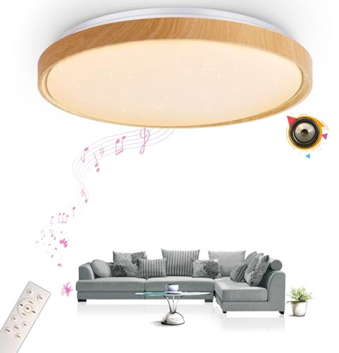 chysongoods-MW Luz de techo de música LED con altavoz Bluetooth Φ50cm 55W control de voz y aplicación compatible con Alexa/Google Home Cambio de color RGB Ajuste de color regulable con control remoto