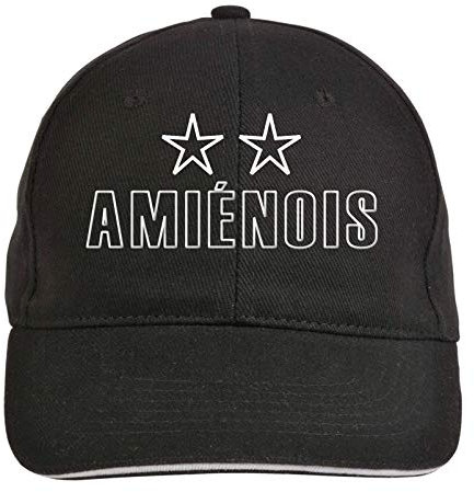 Generico Amiens Frankreich bestickte Mütze mit Einhorn-Logo, Fußball, mit Klettverschluss, sportlich, aus Polyester, 5 Paneele mit Slogan, Schwarz , One size
