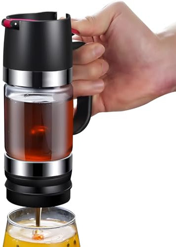 Geora 9OZ Honey Dispenser With Handle - No Drip Glass Syrup Container for Coffee Bar, Honey Pot and Jar - Black