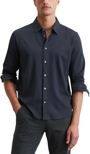 Marc O'Polo Herren Jerseyhemd mit Kentkragen Regular Fit, Blau (Dark Navy), XXL