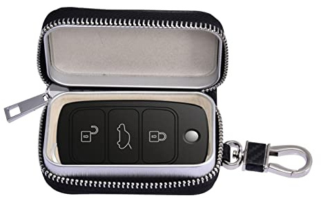 Pochette de protection pour porte-clés | Sac de blocage de signal RFID | Sac en cuir de luxe avec fermeture éclair, pochette antivol et blocage de coque anti-piratage