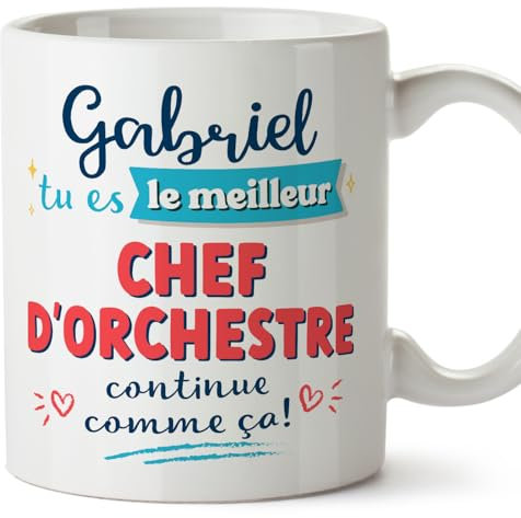 Mugffins Tasses Personnalisables pour CHEF D'ORCHESTRE homme - En Français - Cadeau Personalisé- Continue comme ça! - 11 oz / 330 ml