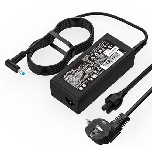 65W Alimentation pour HP Pavilion x360 14 15 17 Envy 13 15 X360 Elitebook 840 G5 ProBook Chromebook Stream Series Spectre 710412-001 19.5V 3.33A Câble de Chargement Ordinateur Portable à Pointe Bleue