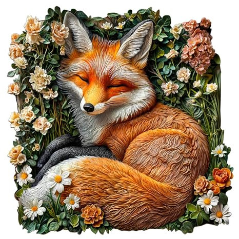 KaayeeWood Holzpuzzle Erwachsene,200 Teile 3D Vision Effekt Fuchs im Gras Holz Puzzle,Einzigartige Wooden Puzzle Mit Box Aus Holz Geburtstagsgeschenk für Erwachsene und Kinder