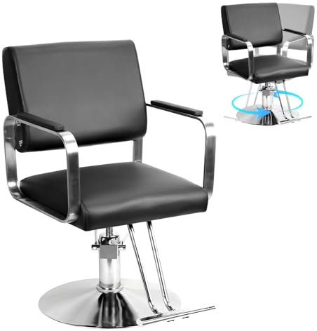 bephible Hydraulic Barber Chair, Salon Chair for Hair Stylist, Heavy Duty Styling Chairs with Height Adjustable, Chairs Equipment for Shampoo Beauty Salon Black