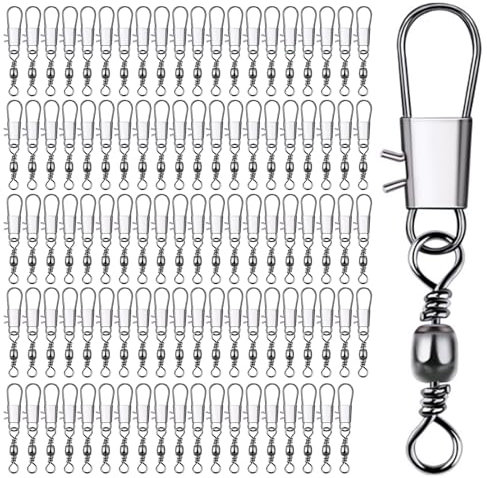 100 Stück hochfeste rollende runde Kugellager-Angelfässer mit Verriegelung für Angelköder, Verbindungs-Clip