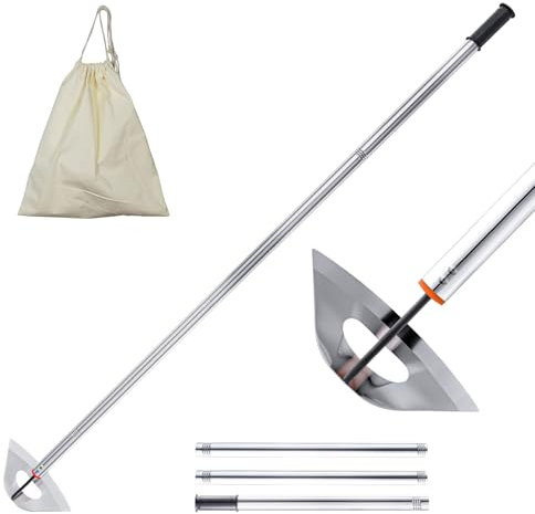 Gartenhacke mit Langer Stiel,Ganzstahl Gehärtete Hohlhacke,Garten Hacke Unkrauthacke Harke zum Graben,Jäten,Hacken und Lösen von Boden,Verstellbarer Langer Stiel Innerhalb 24-55 Zoll (Silber)