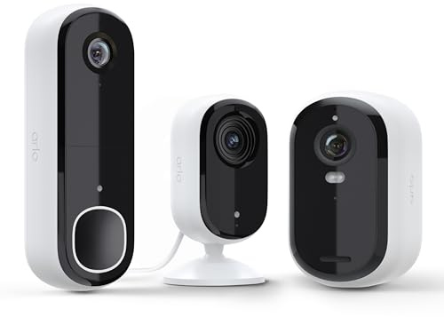 Arlo Essential Whole Home Security Bundle | Outdoor, Indoor, Video Doorbell Camera |2K Resolution|2nd Gen|Indoor - Outdoor