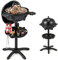 KOMFOTTEU Barbecue Électrique avec 2 Zones de Cuisson, Gril Électrique 1200 W, Avec Porte-épices & Thermomètre, Plancha Électrique, Contrôle de la Température, Intérieur & Extérieur