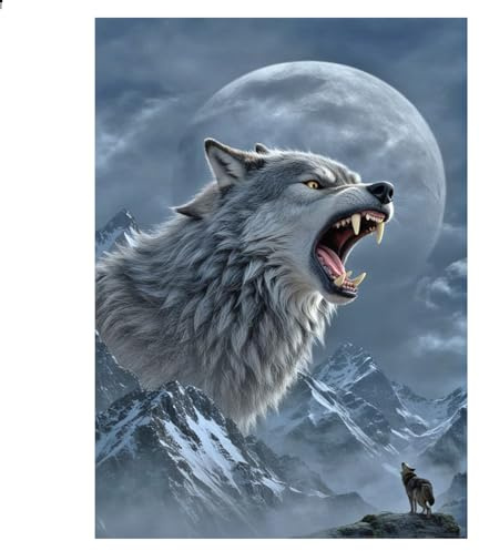 JISHSHAY 30×40cm Loup Diamond Painting Carré Square Animaux Diamant Painting Peinture Diamant Bricolage Adulte Kit Broderie Puzzle Point de Croix Activité Manuelle Adulte Canevas Kit Complet