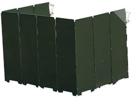 Garneck Faltbares Windschutz für Gaskocher Leichter Windschutz für Camping für Outdoor Aktivitäten mit Verstellbaren Stiften zur Sicherung Militärgrün Transportierbar