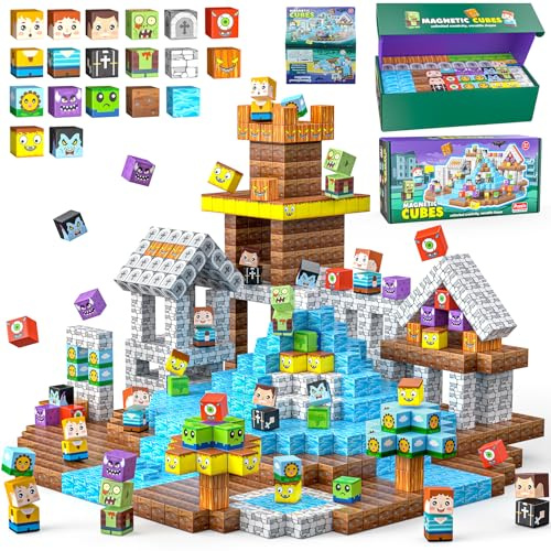 Magnetische Bausteine, 150 Teile Magnetbausteine Spielzeug für Kinder ab 3 | Magnetblöcke Bauen Magnetspielzeug Game-Based Kreative Geschenk für 3 4 5 6 7 8 9 10 Jahre Kinder Jungen Mädchen