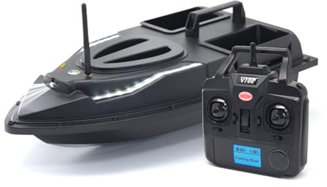 Charocean 500m Ferngesteuert Futterboot Angeln Nachtangeln 5.4km/h Fischköder Köderboot mit LED-Navigator-Licht, Fernbedienung Futterboote Bait Boat Ferngesteuertes Köderboot, 1.5 KG Beladung