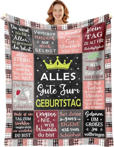 Geburtstagsgeschenke für Frauen, Flanell Geburtstags Decke, 150x200 cm