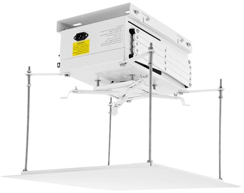 ROGONPDK Projecteur électrique - Support motorisé pour projecteur électrique - Charge maximale : 10 kg - Avec télécommande - Pour écoles, salles de conférence, studios, etc. - Blanc