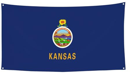 Kansas State Flag Print Indoor Outdoor Events Reusable Easy Hang Festive Party Banner Holiday Decoration