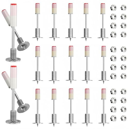Boutihao 100 Pièces 42 mm Clous Filetés Beton Kit Complet avec Écrous M8, Clous pour Cloueur Béton Mini-7,3 mm, pour Fixer et Réparer Les Murs en Béton et Les Plafonds de Conduits de Câble