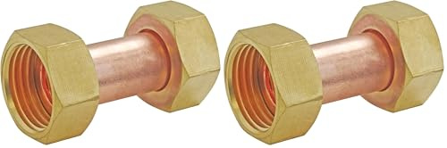 SOMATHERM FOR YOU, Raccord Cuivre Droit 2 Écrous Tournants 20x27 - Raccordement Plomberie pour Eau Chaude/Froide - Compatible avec Raccords Filetés Mâles - Étanchéité avec Joint Plat (Lot de 2)