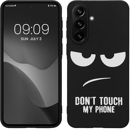 kwmobile Hülle kompatibel mit Samsung Galaxy A37 5G - Handyhülle Silikon Case - Don't Touch My Phone Weiß Schwarz