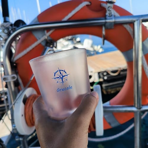 Set Bicchieri da Barca Infrangibili in SAN con Rosa dei Venti da 400 cc - Resistenti, Impilabili, Stile Nautico - Un vento per Ogni Ospite, Nessuna Confusione a Bordo, Vivi il Mare con Stile! (4)