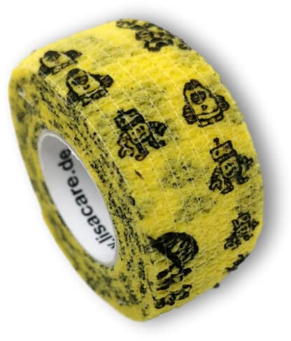 LisaCare Pflasterverband, Wundpflaster, Kinderpflaster, Pflaster auf Rolle, elastisch & ohne Kleber, 2,5cm breit (2er Packung, Roboter)