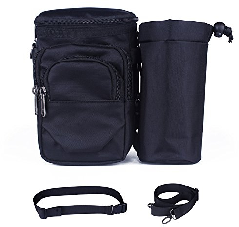 Outdoor Peak Unisex Hüfttasche Sportliche Bauchtasche Nylon wasserdicht Gürteltasche mit Trinkflasche und Feldflasche für Camping Reise Wandern (schwarz)