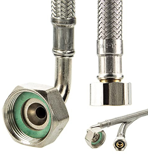 tecuro Trinkwasser Zulaufschlauch IG mit Bogen 90° x IG - KTW-A- DVGW 3/8 x 3/4 x 1000 mm
