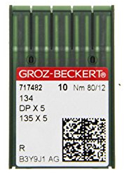 Groz-Beckert DPx5 Sewing Needles Pack of 10, Round Piston, Bullet Tip, Industrial Machines, Needle Size 80/12, Systems 134, 135 x 5, 135 x 7, 797, SY1955