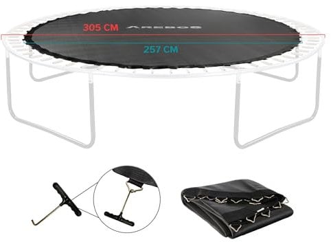 Arebos - Cama elástica (305 cm), Negro , 54 Ösen, für 178 mm Federn