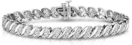 NATALIA DRAKE 1/4 Cttw Wave Link Diamond Tennis Bracelet for Women in Rhodium Plated 925 Sterling Silver Color I-J/Clarity I2-I3