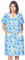 Casual Nights Women's Snap Front House Dress Short Sleeve Woven Housecoat Duster Lounger Robe, Floral Blue, Large