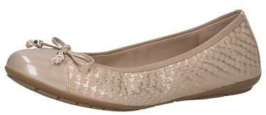 CAPRICE Damen Ballerinas aus Leder mit Lack, Beige (Beige Comb I), 38 EU