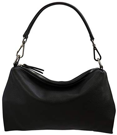 SH Leder Echtleder Umhängetasche mittelgroße schultertasche Abendtasche Clutch Crossbody Bag Messenger Handtasche mit Reißverschluss 33x20cm Lovelin G393 (Schwarz)