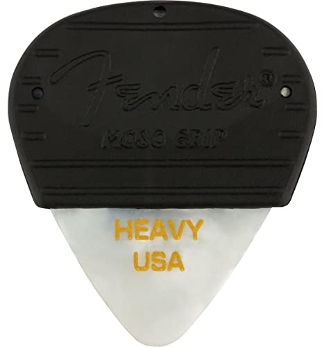 Fender Mojo Grip Guitar Picks, Celluloid, Heavy, 3-Pack, White Moto