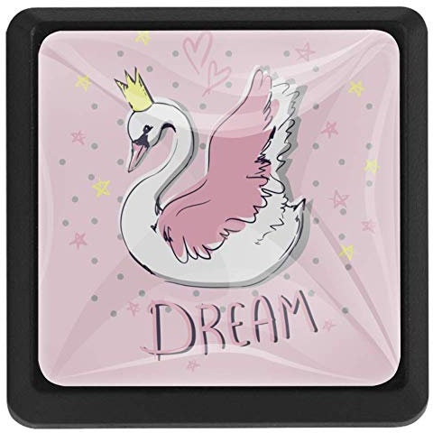 Schubladenknöpfe, Krone, Schwanentraum, Küche, Schrankgriff, quadratisch, 3 Packungen für Schrank, Schrank, Kommode, Tür, Heimdekoration